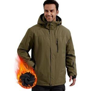 FREE SOLDIER Men's Waterproof Ski Snow Jacket Fleece Lined Warm Winter Coat XL